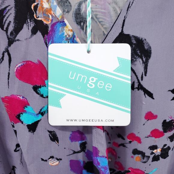 Umgee Bloomcore Boho Purple Kimono Sleeve Romper Side Pockets Elastic Waist  M - Picture 5 of 9